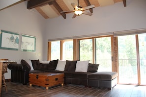 Spacious family room opens up to balcony