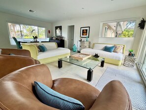 Open living and dining rooms …
