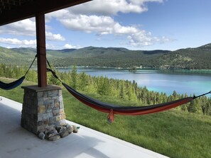 rest in a hammock overlooking the lake
