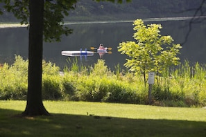 The swim raft in the water