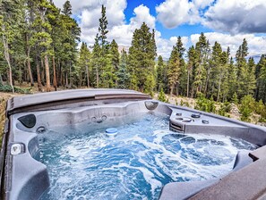 The hot tub has great views and is just outside the ground floor door!