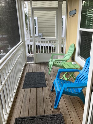 Our cottage is within steps of the outdoor pool area. 