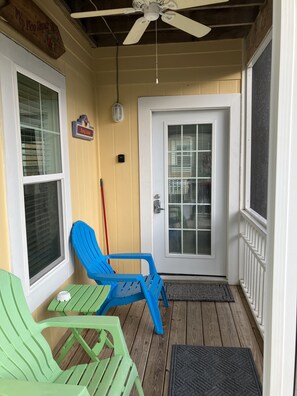 Screened in porch area. 