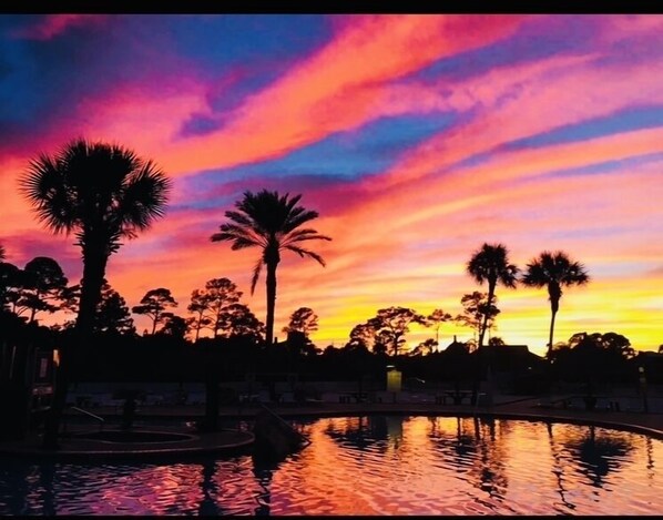 Beautiful view from the pool area at The Purple Parrot Resort.