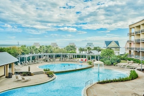 View of pool from balcony looking south towards Gulf