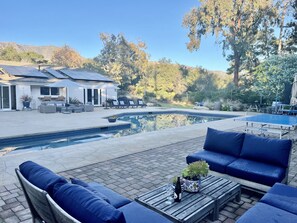 Enjoy mountain views from the backyard. 