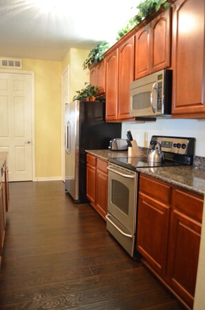 Kitchen with stainless steel appliances