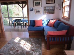 French doors opening onto screen porch