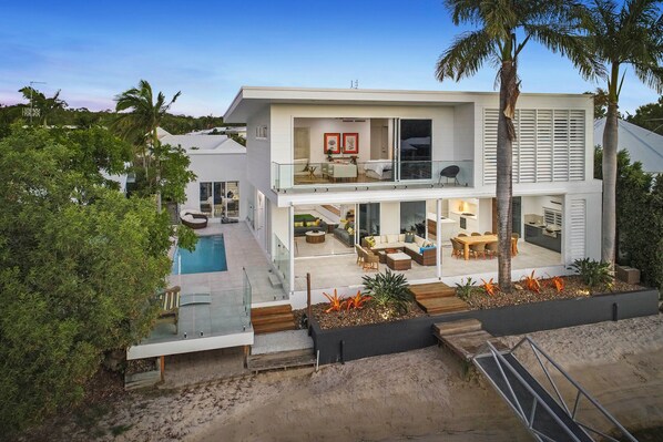 Waterfront view of the house. 