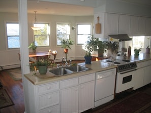 view of dining room from kitchen