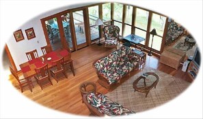 Living Room and Dining Area Looking out to Lanai