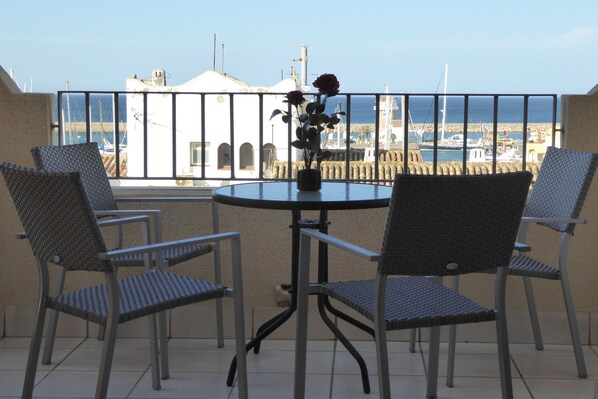 Balcony with marina view