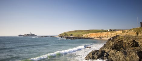 Godrevy Lighthouse and Godrevy point, just a short walk from Gwithian Holidays.