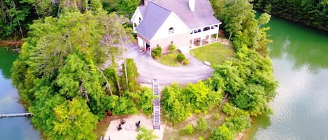 Aerial View of the Tennessee Lake House and private peninsula