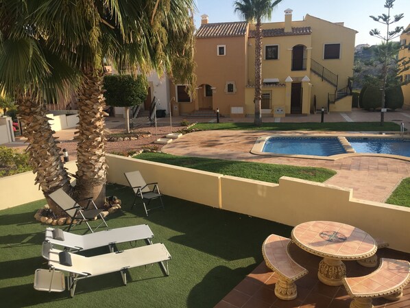 Private garden with high quality loungers