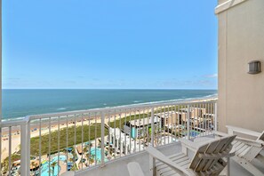 Beachfront balcony with ocean views for miles!