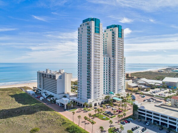 Aerial view of the oceanfront Sapphire complex!