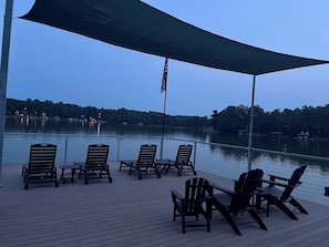 Top deck is perfect for a quiet evening looking over the lake