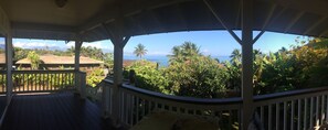 View of the ocean and West Maui Mountains from the covered deck.