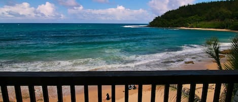 Moloa'a Bay BEACHFRONT from the Standing Room Only Upstairs Lanai