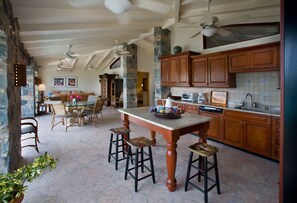 The Large gourmet kitchen has everything a serious cook could want.