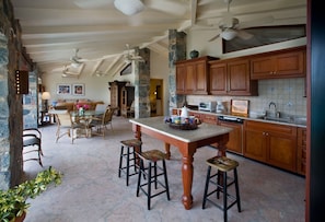 The Large gourmet kitchen has everything a serious cook could want.