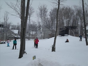 View of ski lift from deck of condo