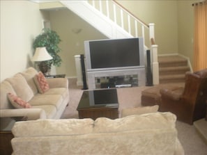 Living area with HD television and bluray entertainment system