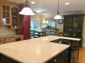 Large island in grand kitchen.