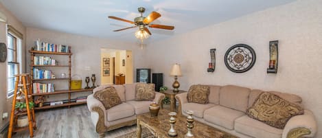 Family room opens to kitchen