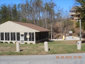 Large screened pavilion and playground.