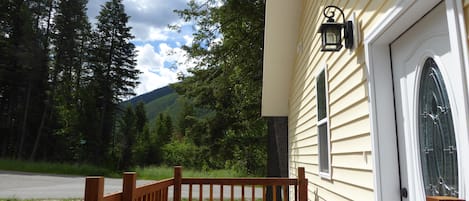 your front door; Flathead River path across road; Columbia Mountain