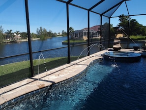 Saltwater Pool and spa. Pool is electrically heated.