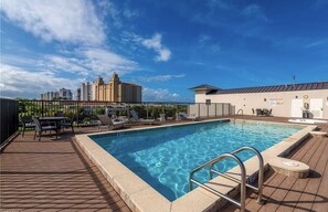 Rooftop swimming pool.