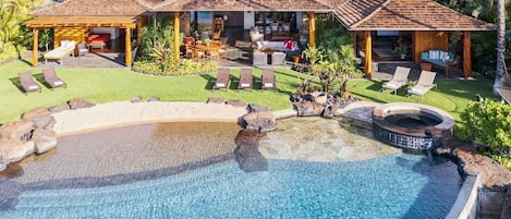 LARGE ESTATE WITH STUNNING POOL WITH SANDY BEACH (THE ONLY ONE AT THE RESORT!)