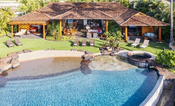 LARGE ESTATE WITH STUNNING POOL WITH SANDY BEACH (THE ONLY ONE AT THE RESORT!)