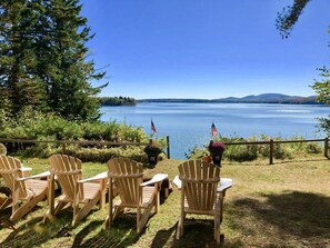 Enjoy your coffee or wine overlooking the ocean and Acadia National Park