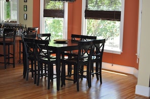 Dining room table perfect for group meals and games!