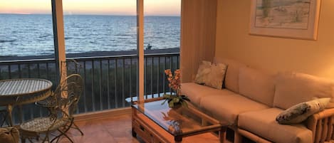 Open floor to ceiling comfortable lanai to watch the gulf, sunset and wildlife.