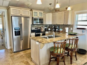 New Kitchenaid appliances, and granite.