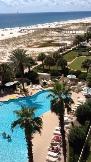 Private Balcony View overlooking resort  & Boardwalk by the Beach!