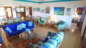 Beautiful large bright living room overlooking the porch