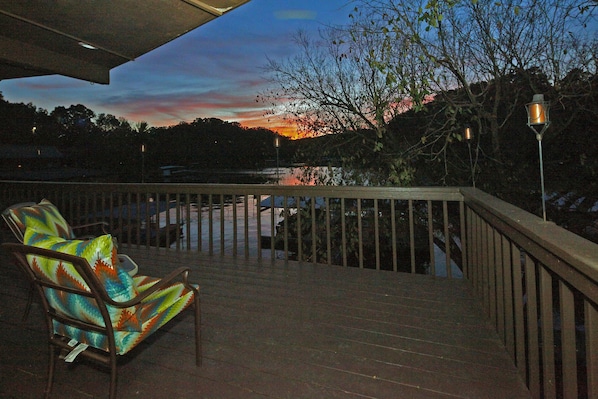 Watch beautiful lake sunsets from west facing decks on all three floors