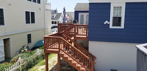 The rear deck stairs can be blocked with a child/pet gate which is included. 
