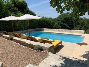 heated salt water pool , sun terrace with view over the Loire River 