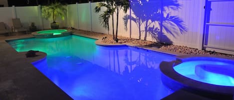 LED lighting makes the pool so beautiful at night