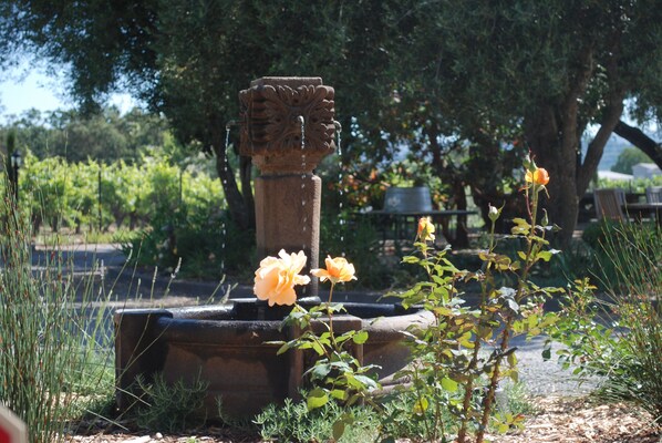 Garden Fountain outside breakfast nook