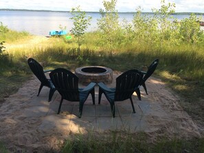 Firepit area with a beautiful view of the Lake.  