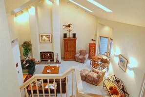 Living area with lofted ceiling