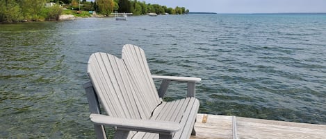 New glider bench at the end of the dock